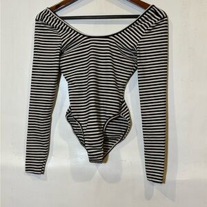 American Apparel black & white striped body suit
